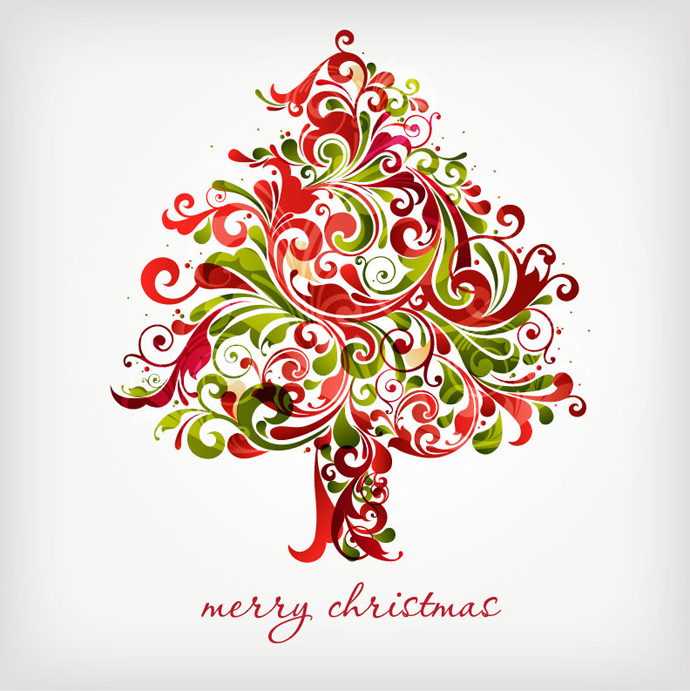 Floral Swirls Tree For Christmas Vector Graphic   Webbyarts   Download