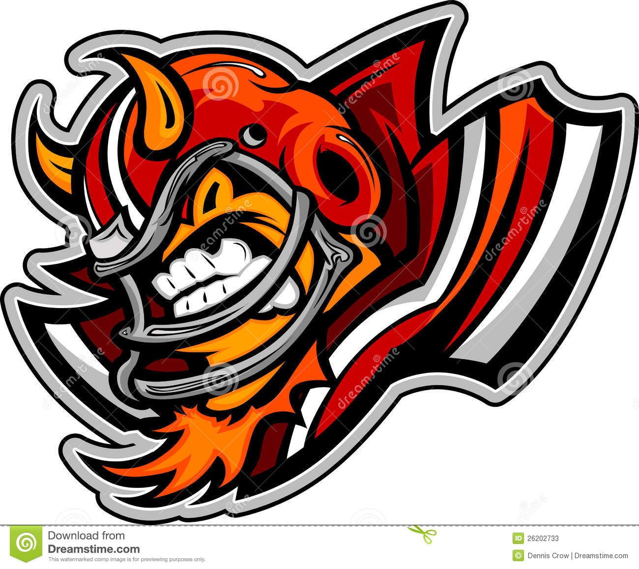 Football Devil Mascot Wearing Helmet With Horns Stock Photos   Image