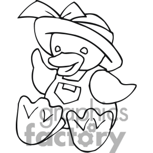  Free Black And White Outline Of A Duck With Overalls Hat Clipart    