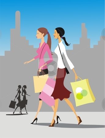 Lady With Shopping Bags Clipart