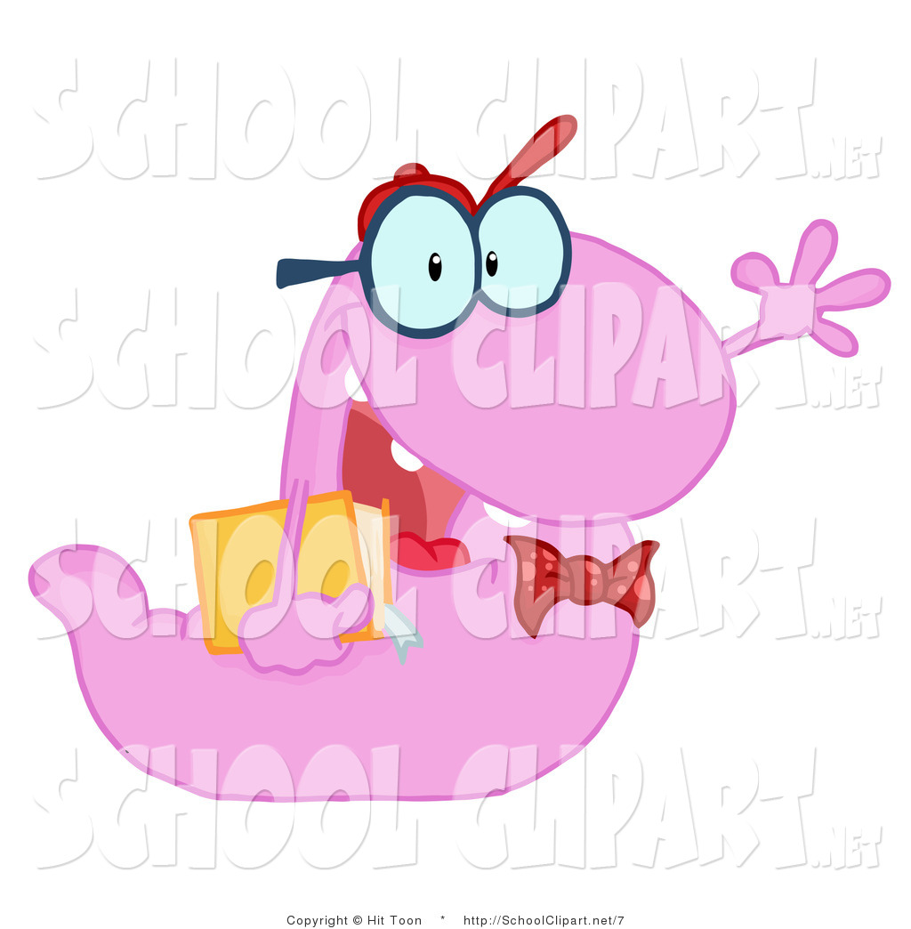 Larger Preview  Vector Clip Art Of A Waving Purple School Worm Student    