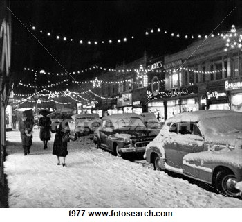 Picture Of 1940s 1950s Winter City Street Scene With Pedestrians In    