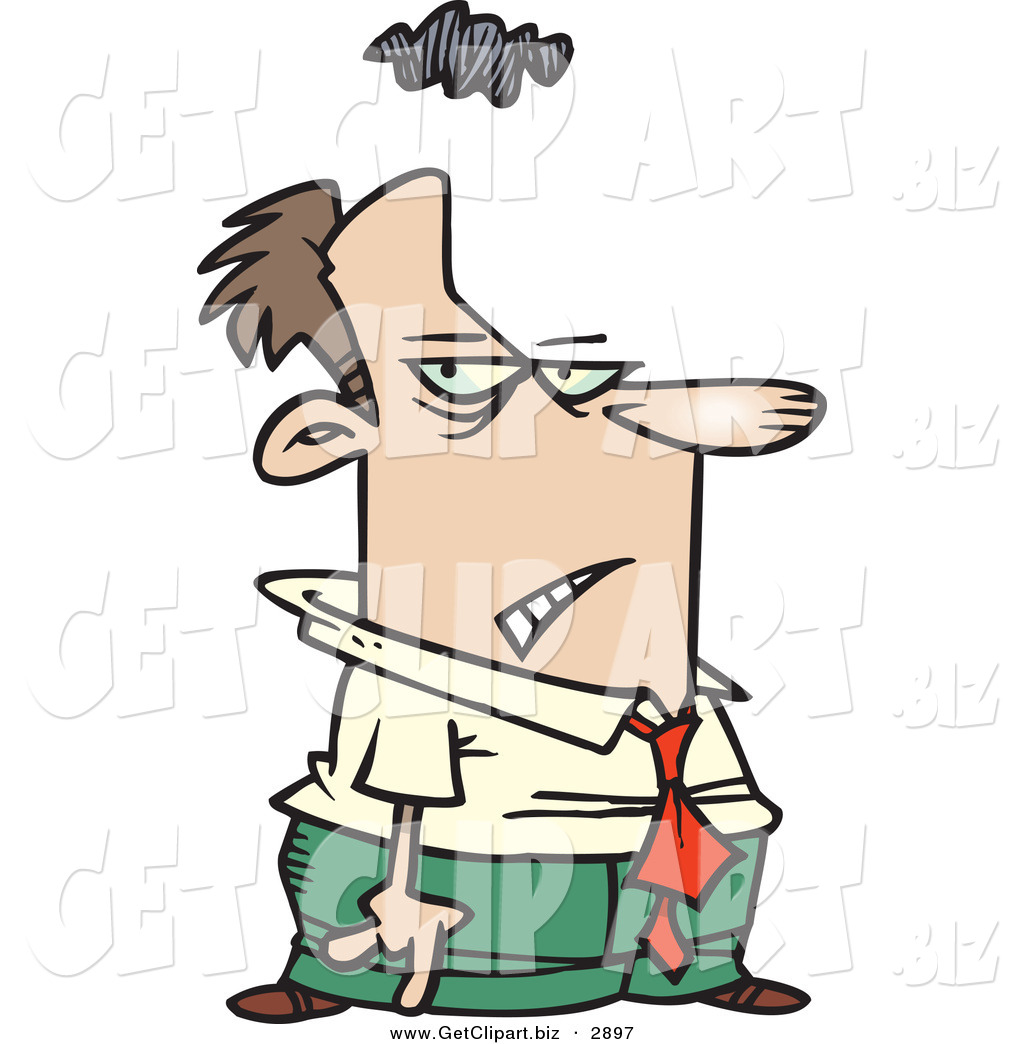 Preview  Clip Art Of A Gloomy White Business Man With A Storm Cloud