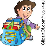 Royalty Free Vector Clip Art Illustration Of An Excited School Boy