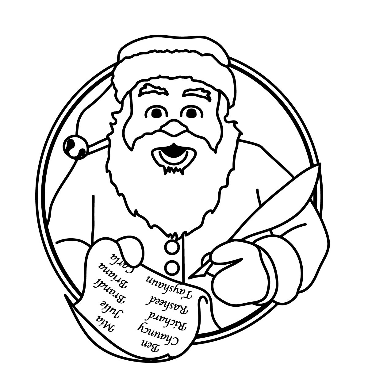 Santa Claus Portrait In Frame Clip Art In Black And White  An    