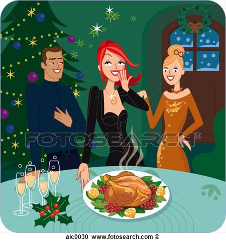 Showing Her Friends Christmas Turkey Dinner Alc0030   Search Clipart