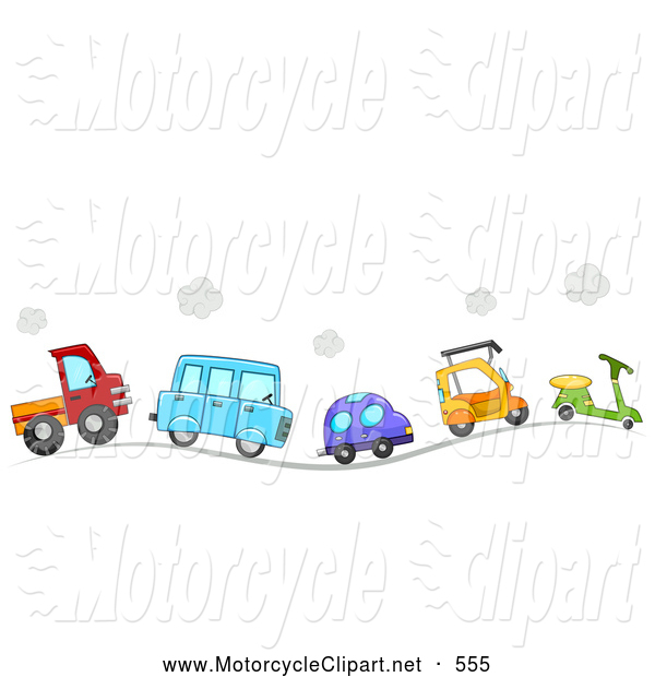 Transportation Clipart Of A Busy Line Of Cute Cars And Vehicles