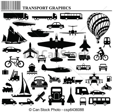 Vector Of Modes Of Transportation Graphic Collection Individually