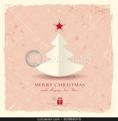 With Christmas Tree Stock Vector Clipart Simple Paper Christmas Tree
