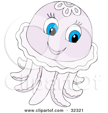 Cartoon Of A Blue Jellyfish   Royalty Free Vector Clipart By Alex