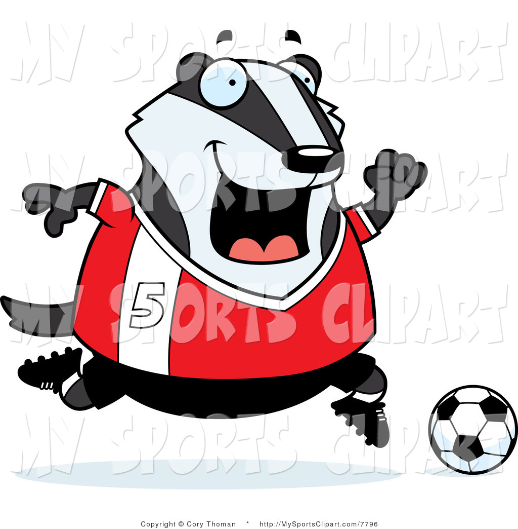 Clip Art Of A Badger Playing Soccer In A Red Jersey By Cory Thoman