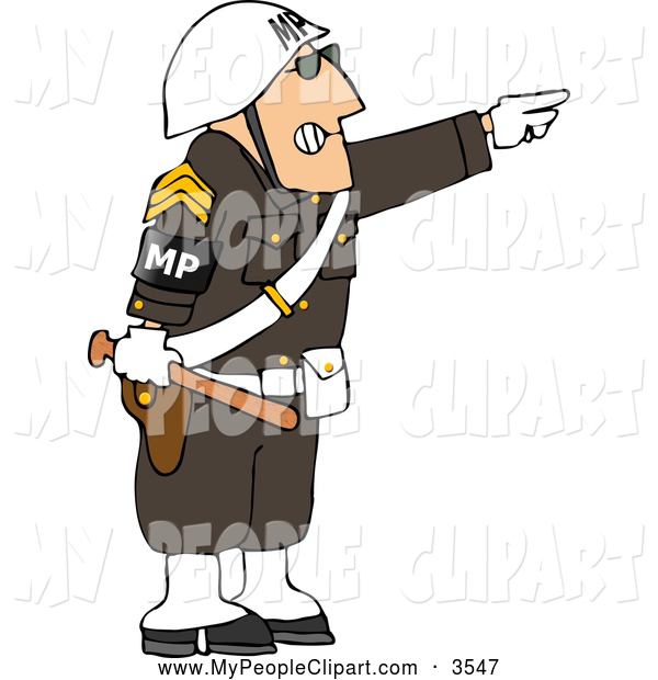 Clip Art Of A Irritated Angry Male Mp Officer Directing People To Move    
