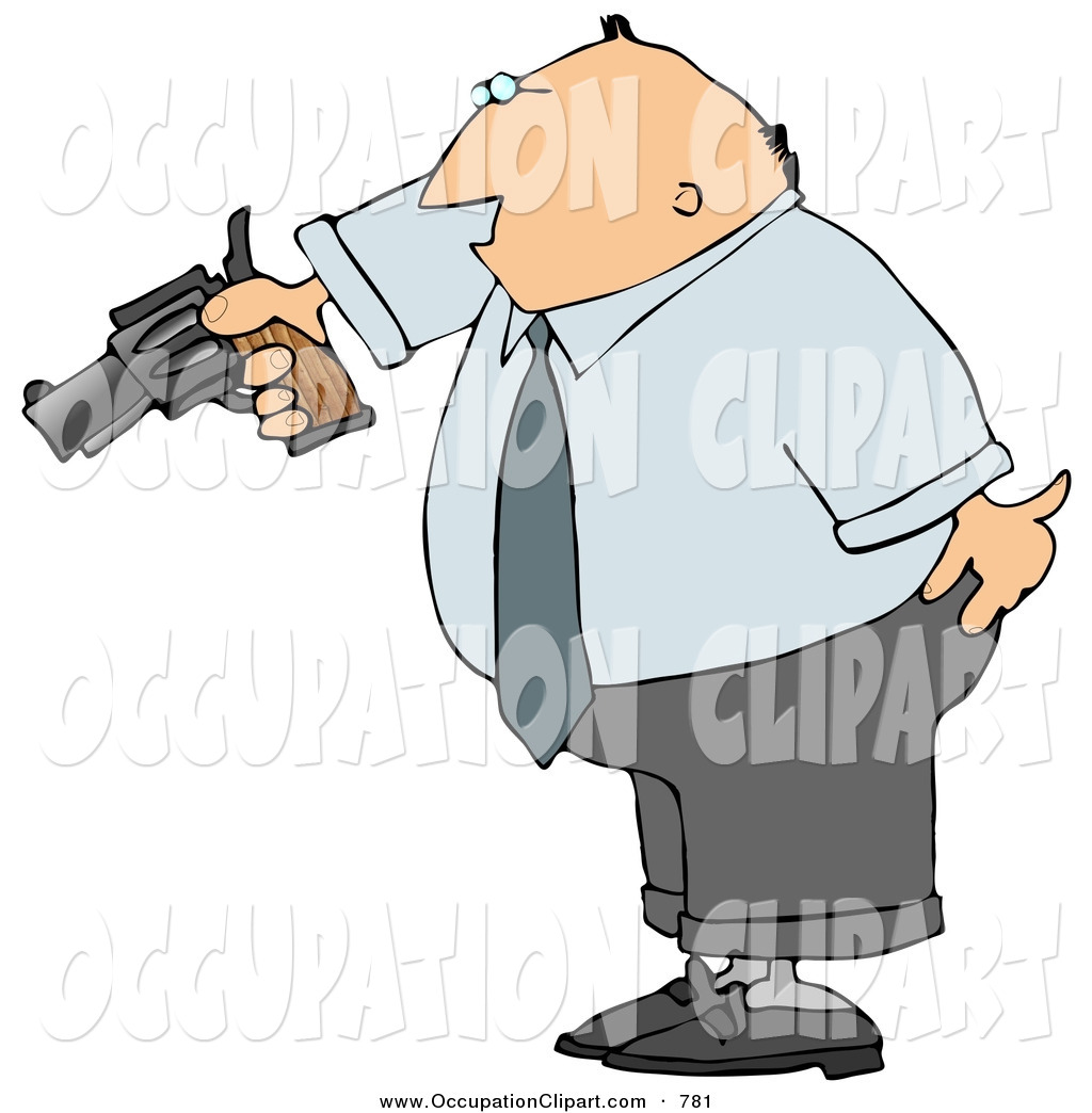 Clip Art Of An Upset And Angry Businessman Pointing A Loaded Gun At    