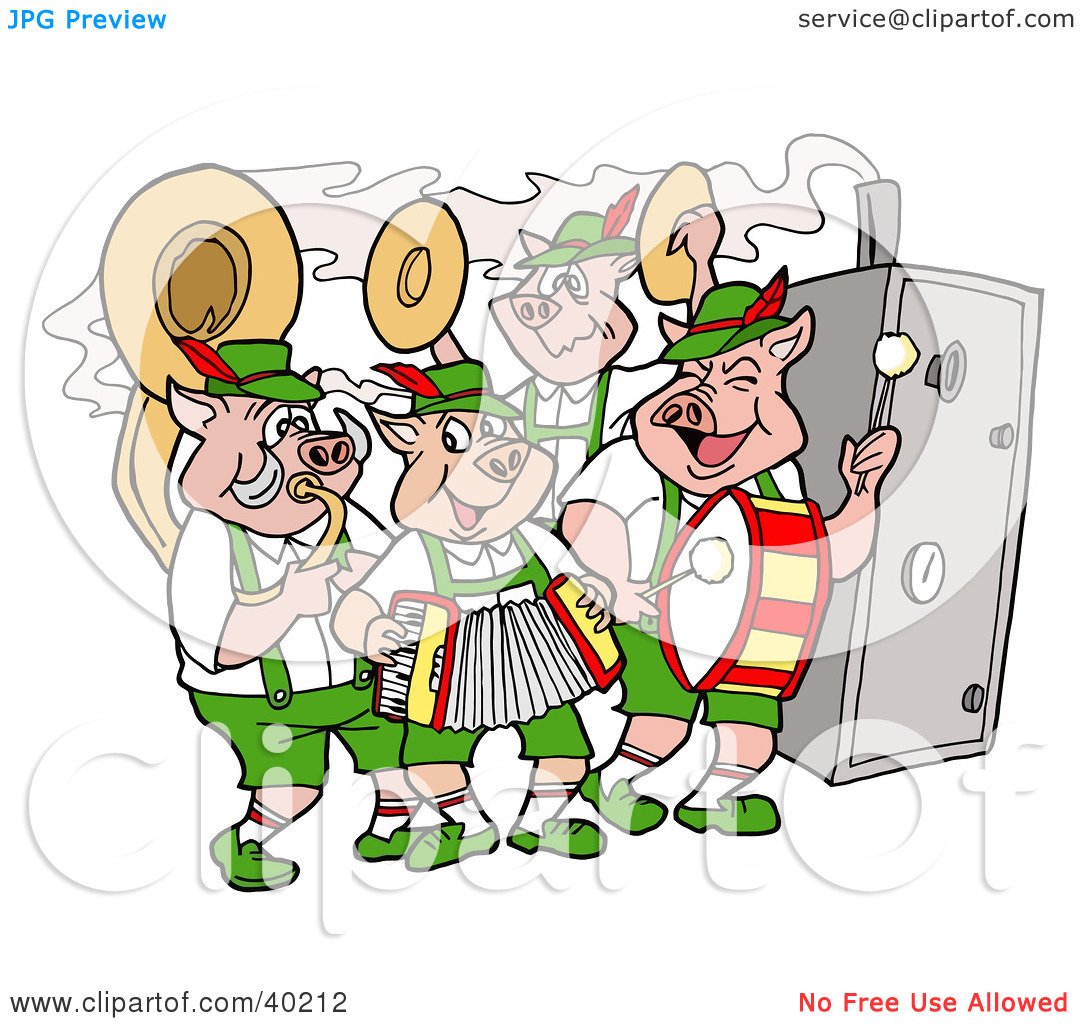 Clipart Illustration Of A Pig Oktoberfest Band Playing Instruments And