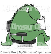 Clipart Of A Grinning Green Dinosaur Sitting Cross Legged In A Chair