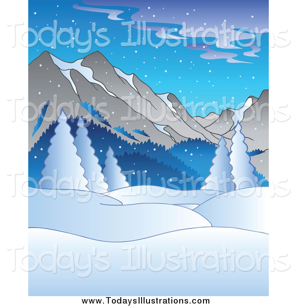 Clipart Of A Winter Background Of Snowy Mountains By Visekart    4428
