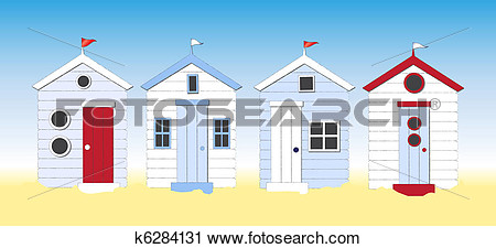 Clipart Of Beach Huts K6284131   Search Clip Art Illustration Murals