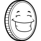 Coin Smiling  Black And White Line Art 