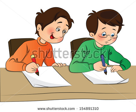 Copying From Other Student S Paper During Examination    Stock Vector