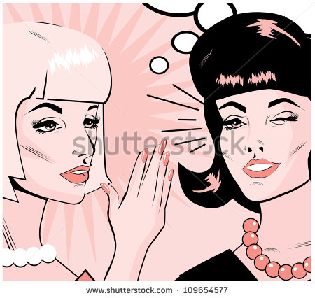 Couple Gossiping Business Women Retro Style Comic   Stock Vector