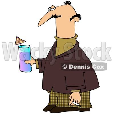 Free  Rf  Clipart Illustration Of A Nerdy Man Carrying A Cocktail
