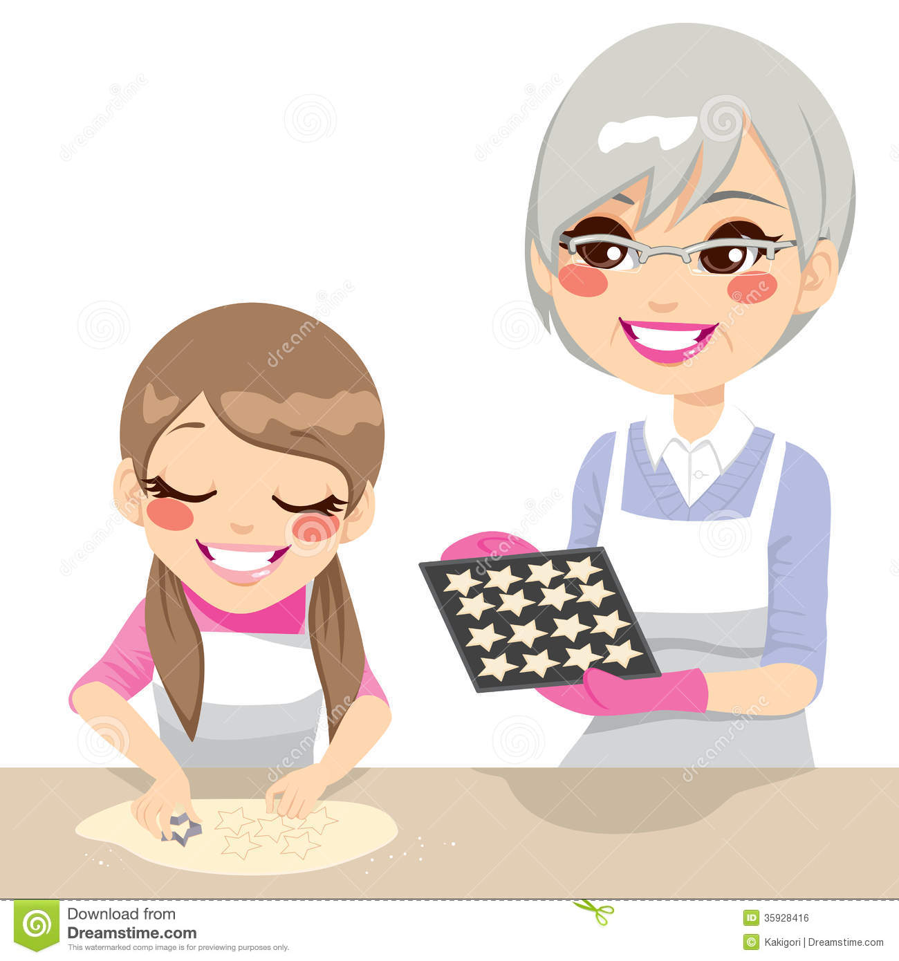 Girl And Grandmother Making Cookies Royalty Free Stock Image   Image