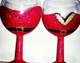 His And Hers Christmas Wine Glasses Mr And Mrs Claus