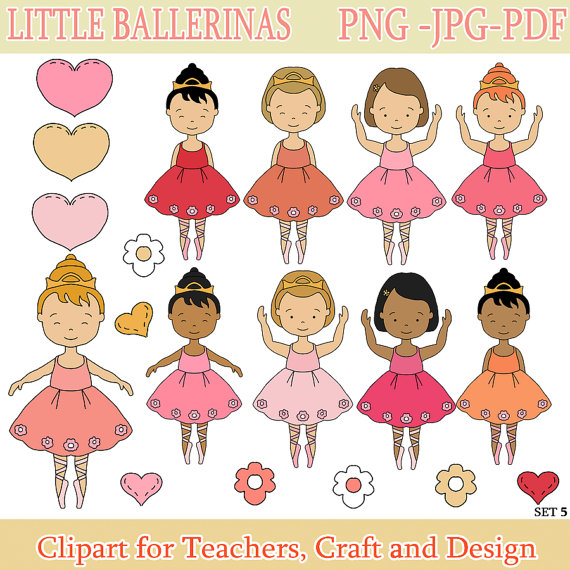 Items Similar To Little Ballerinas Clipart  Ballerina Clip Art Set 5    