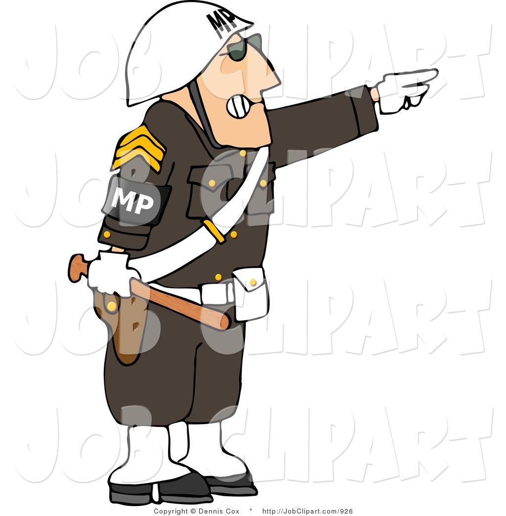 Job Clip Art Of An Angry Male Military Police Officer Directing People    