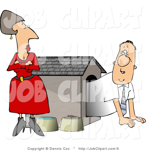 Job Clip Art Of An Angry Wife Watching Husband Crawl Out Of The    