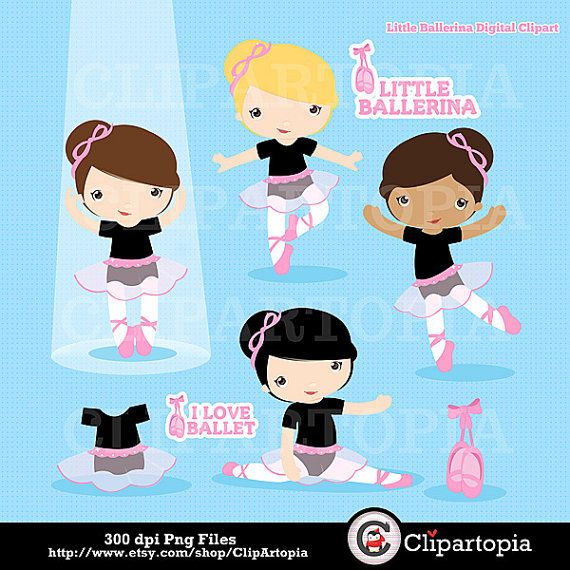 Little Ballerina Digital Clipart   Pink And Black Ballerina Clip Art