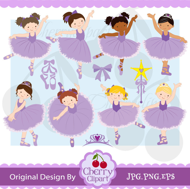 Little Ballerina Digital Clipart Set For  Personal And Commercial Use