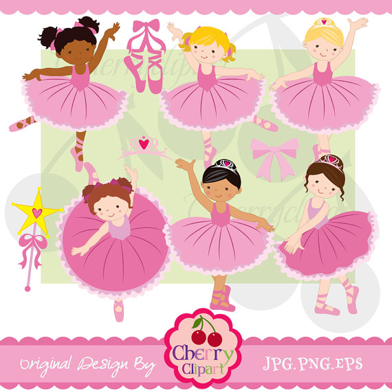 Little Ballerina Digital Clipart Set For  Personal And Commercial Use