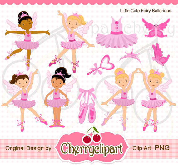 Little Cute Fairy Ballerina Digital Clipart Set For Personal And