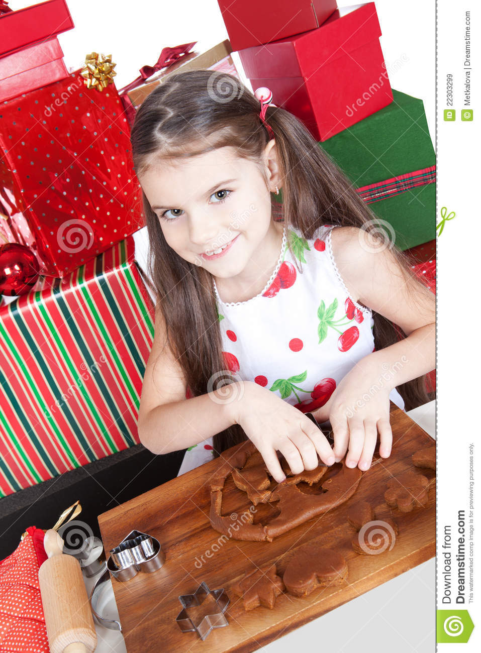 Little Girl Making Christmas Cookies Royalty Free Stock Images   Image