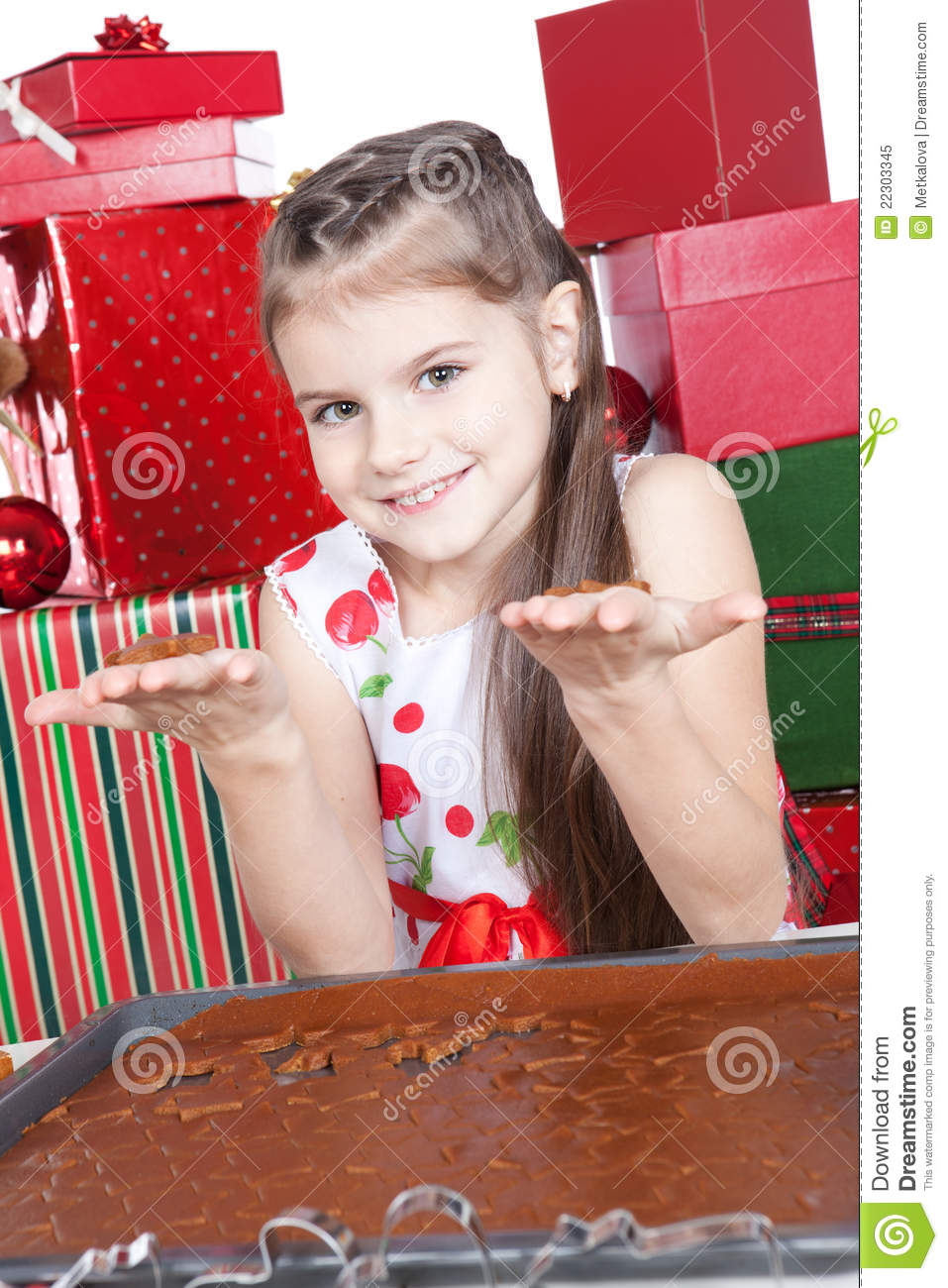 Little Girl Making Christmas Cookies Royalty Free Stock Photo   Image