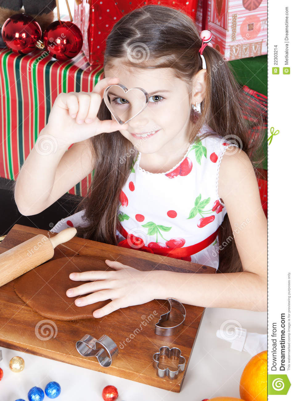 Little Girl Making Christmas Cookies Stock Images   Image  22303214