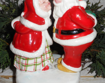 Musical Mr  And Mrs  Claus Kissing Santa Statuesilver Bells Musical