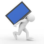 Person Carry Tv On Back  Isolated 3d Image   Royalty Free Clip Art