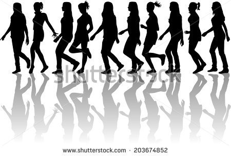 Silhouettes Of Women Reaching   Stock Vector