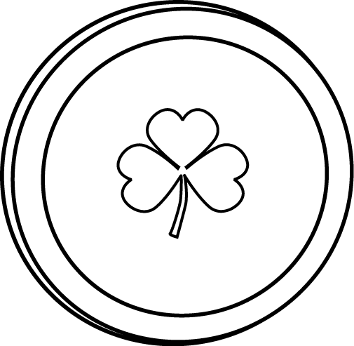 Single Black And White Saint Patrick S Day Coin Clip Art Image   Black    