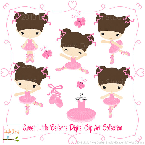 Sweet Little Ballerina Children Digital Clipart Clip Art Collection