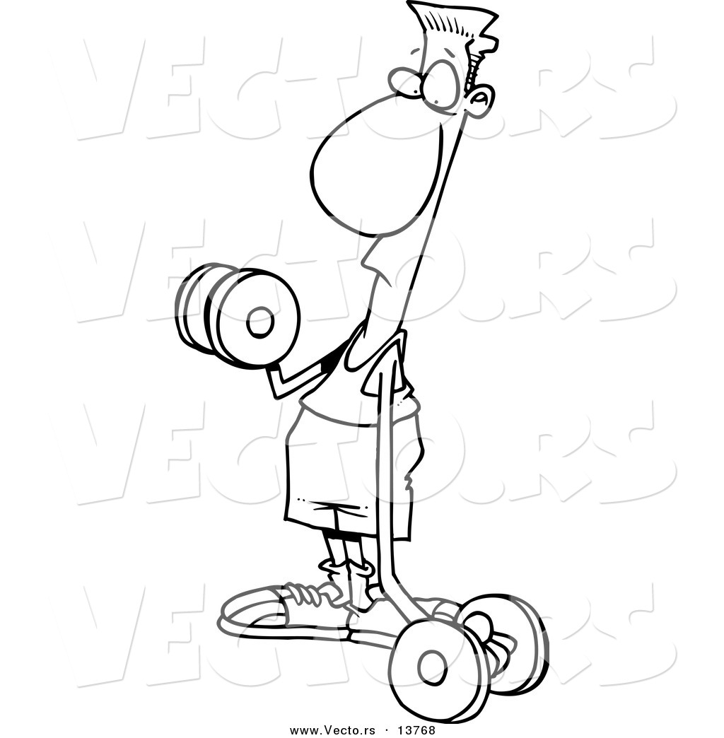 Armed Man Lifting Weights Coloring Page Outline Cartoon Woman Lifting    