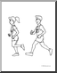 Clip Art Kids Running A Race Coloring Page Clip Art