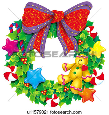 Clipart   Christmas Wreath  Fotosearch   Search Clip Art Illustration