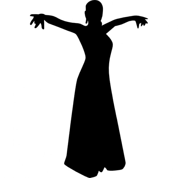 Female Flamenco Dancer Silhouette With Extended Arms At Sides Of The