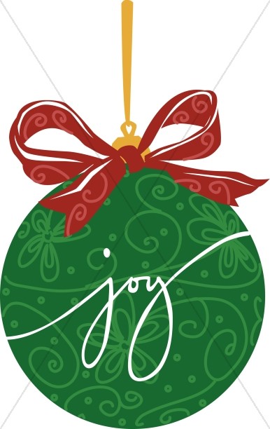 Green Joy Ornament   Traditional Christmas Decoration Clipart