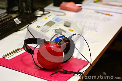 Hearing Screening And Testing Check Equipment In A Sound Proof Testing    