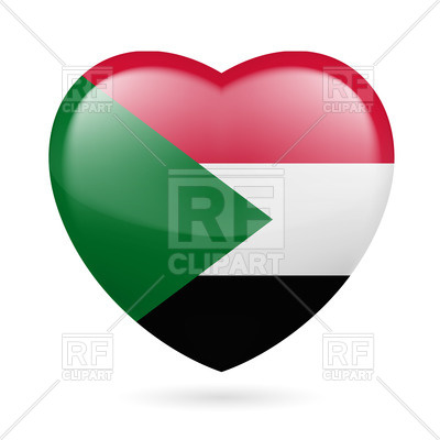 Heart With Sudanese Flag Colors  I Love Sudan Vector