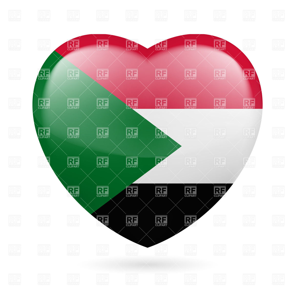 Heart With Sudanese Flag Colors  I Love Sudan Vector